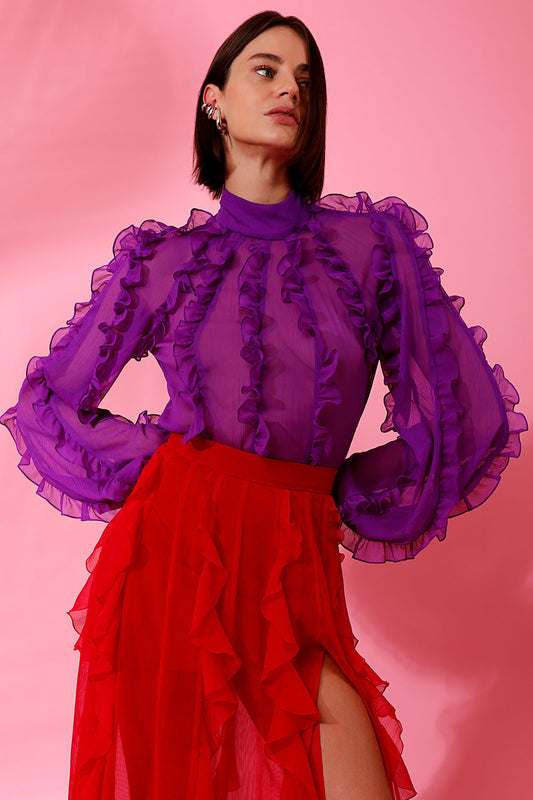 CAMISA BABADOS SILKY MODERN LIGHT ROXO