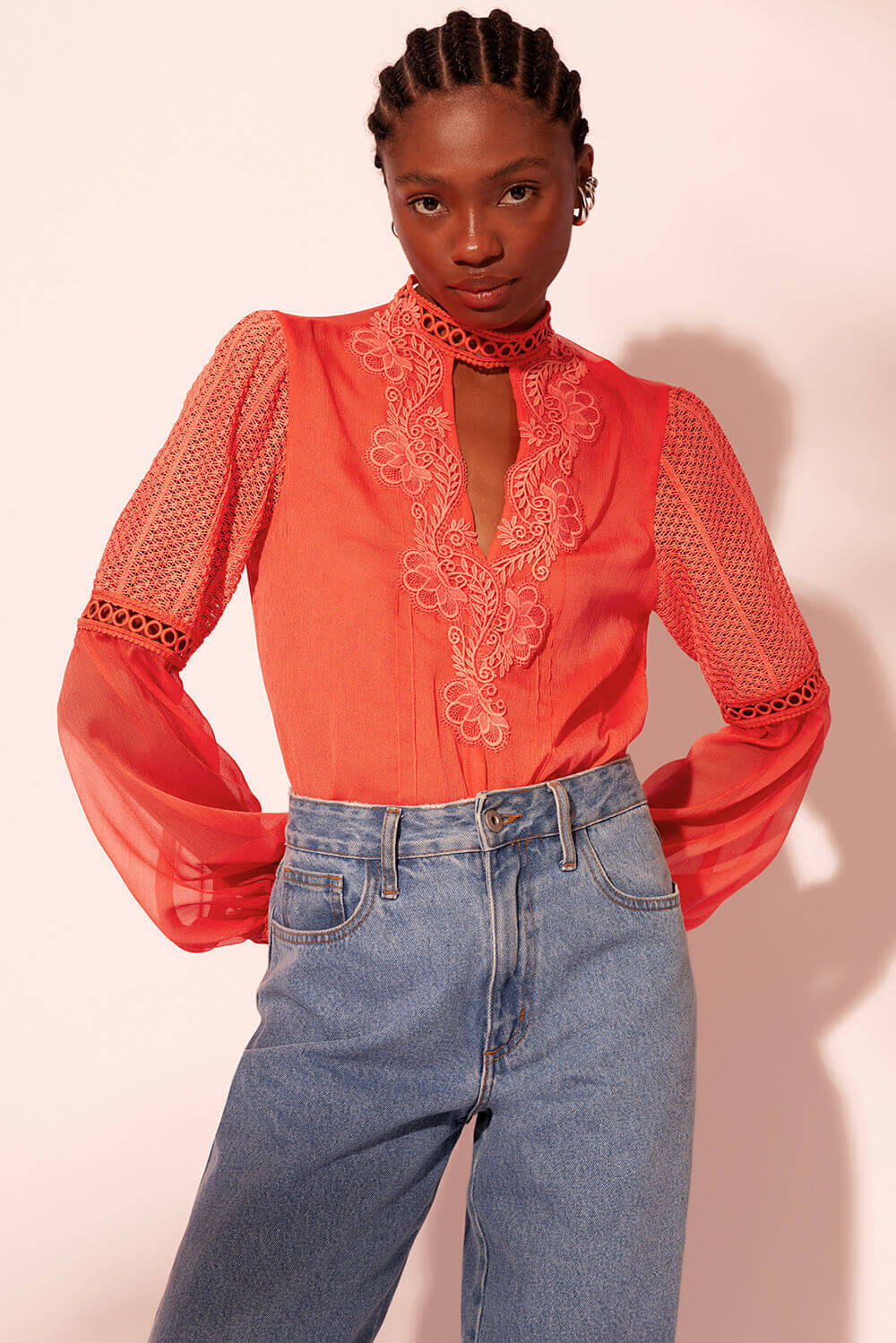 CAMISA ENTREMEIOS SILKY RESORT PESSEGO