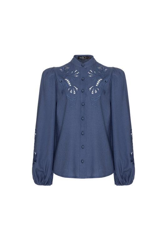 CAMISA RECORTES LINHO RICHELIEU URBAN MARINHO