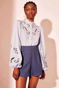 CAMISA RECORTES LINHO RICHELIEU URBAN AZUL