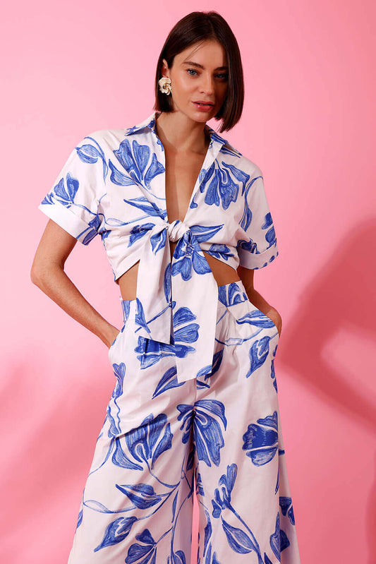 CAMISA AMARRAÇÃO SUZY FLOWER OFF WHITE
