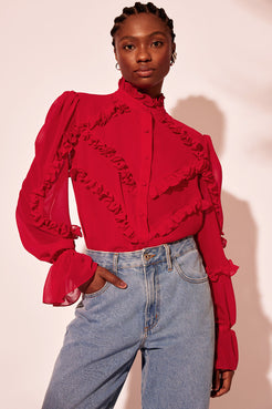 CAMISA GOLA ALTA BABADOS TRANSPARÊNCIA SENSES VALENTINO