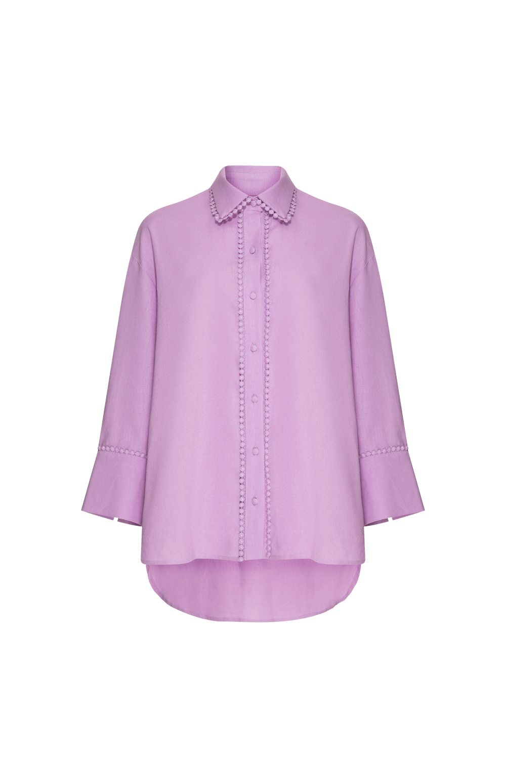 CAMISA BORDADA LINHO LIGHT CHARM LILAS