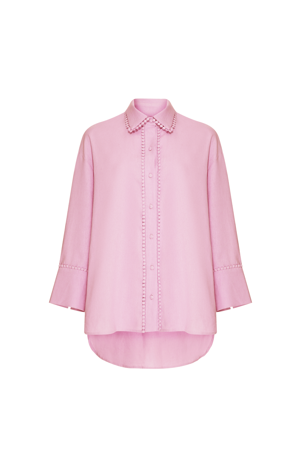 CAMISA BORDADA LINHO LIGHT CHARM ROSA