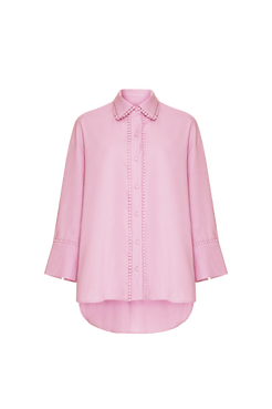 CAMISA BORDADA LINHO LIGHT CHARM ROSA