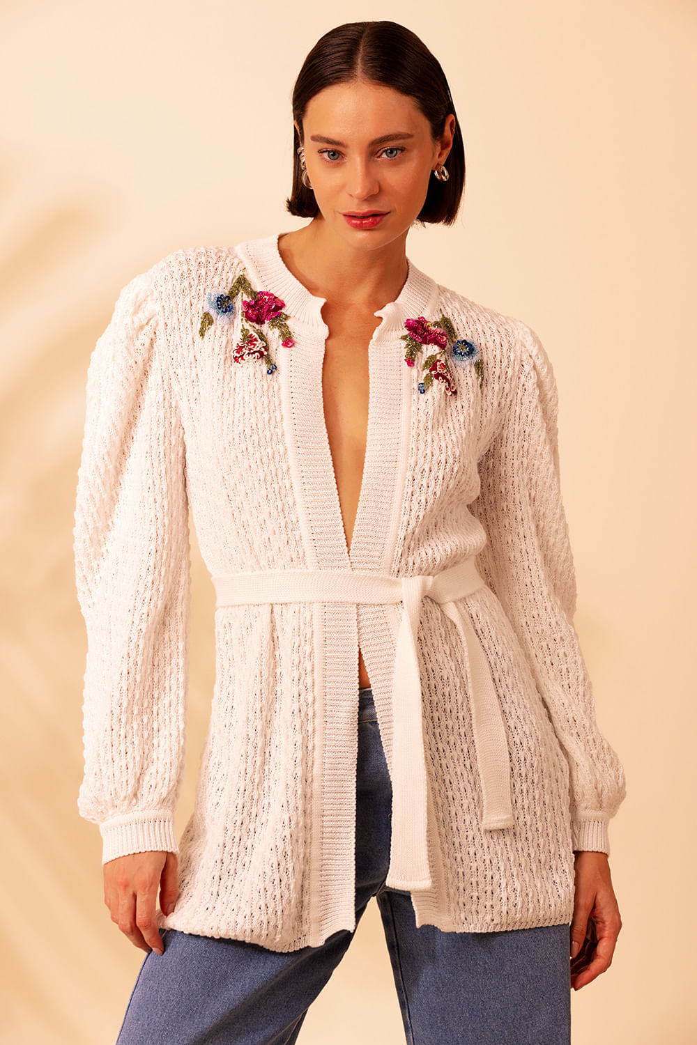 TRICOT BORDADO FAIXA SENSES OFF WHITE