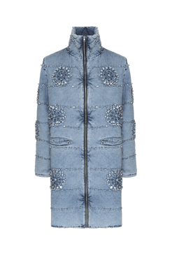 CASACO BORDADO ESSENTIAL DENIM AZUL