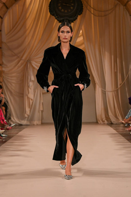 CASACO LONGO FAIXA NEW RADIANT VELVET PRETO