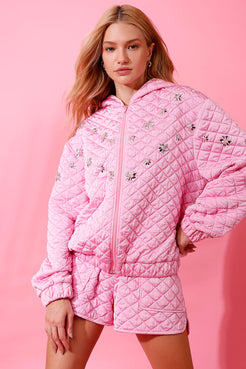 JAQUETA BORDADO MATELASSÊ SHINE DROP ROSA