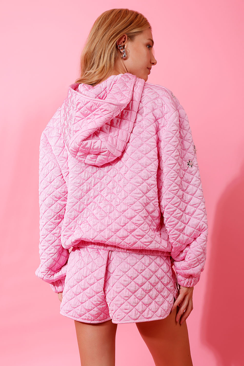 JAQUETA BORDADO MATELASSÊ SHINE DROP ROSA