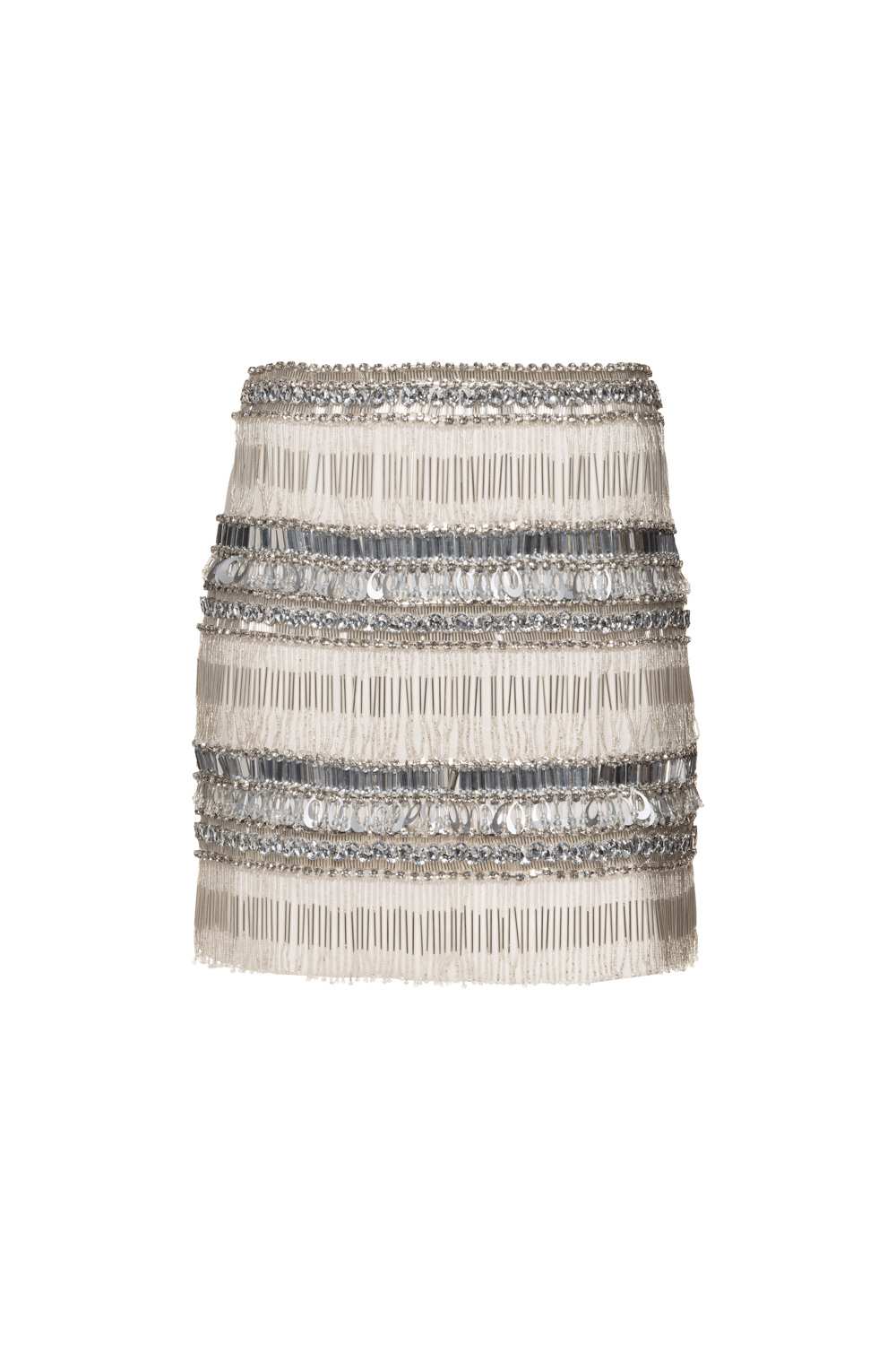 SAIA CURTA BORDADA CREPE JOYFUL OFF WHITE