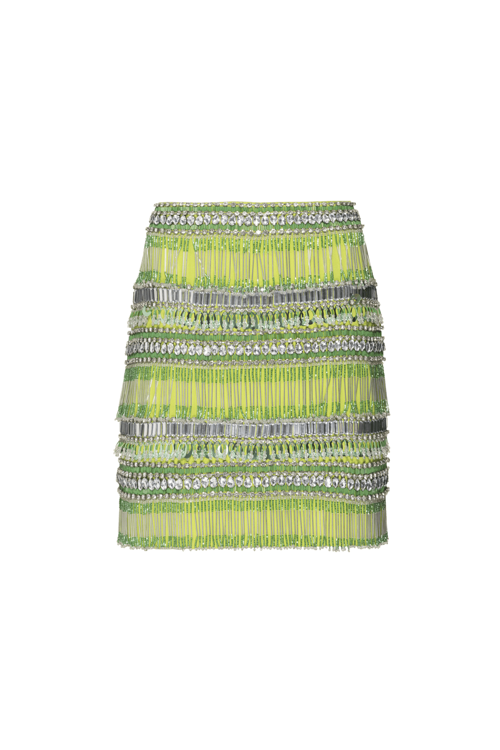 SAIA CURTA BORDADA CREPE JOYFUL VERDE