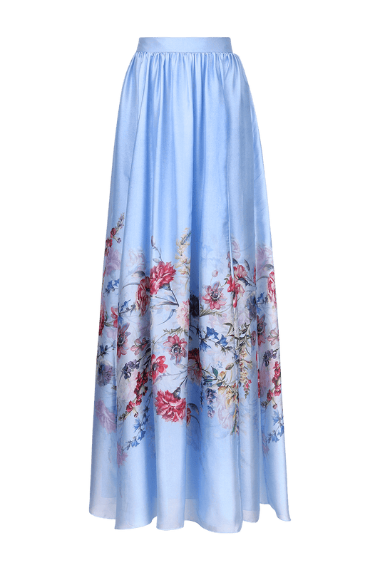 SAIA LONGA CETIM FLORAL MURAKAMI AZUL