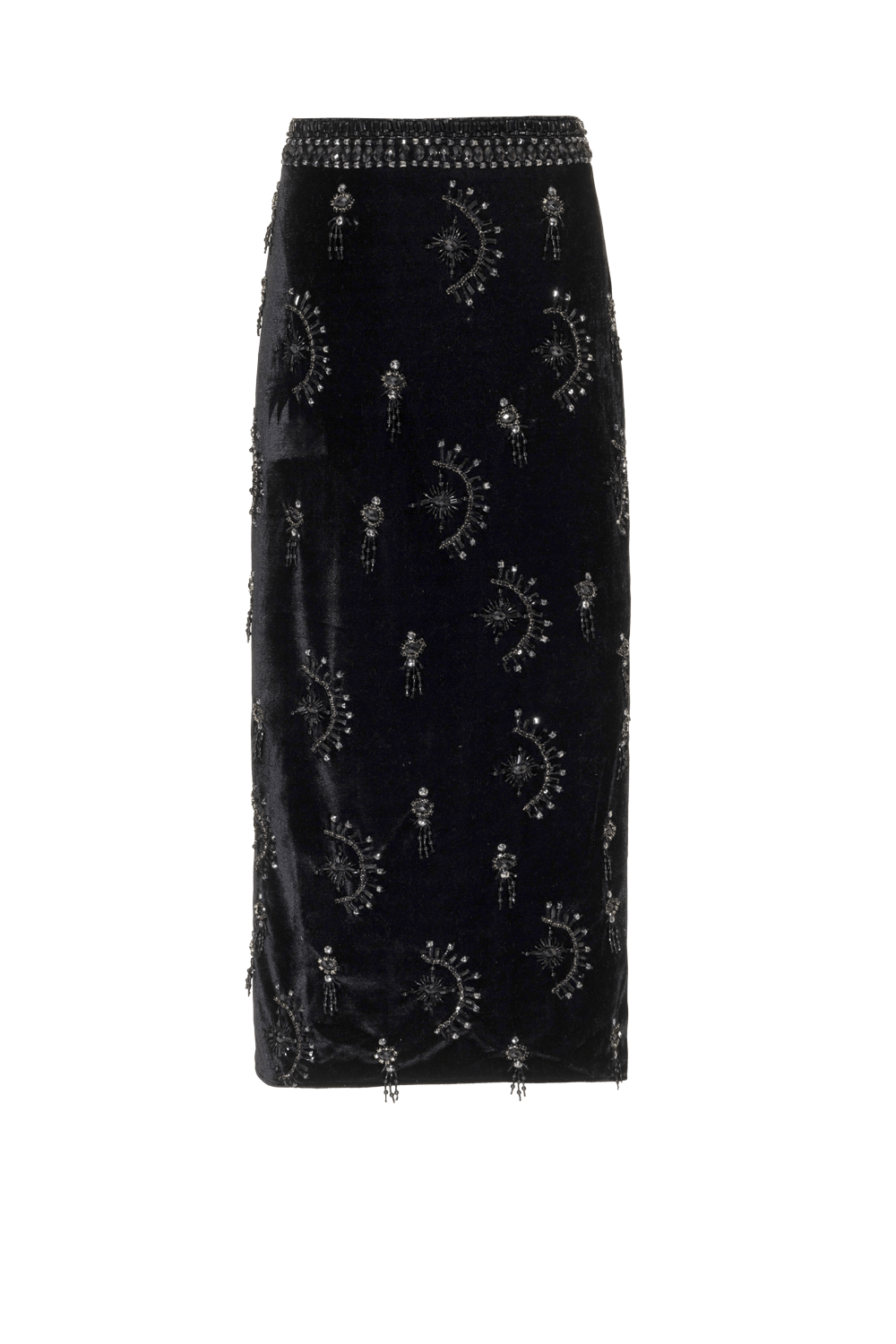 SAIA MÍDI BORDADO NEW RADIANT VELVET PRETO