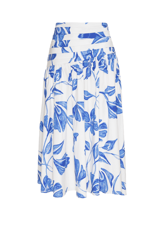 SAIA MÍDI PREGAS SUZY FLOWER OFF WHITE