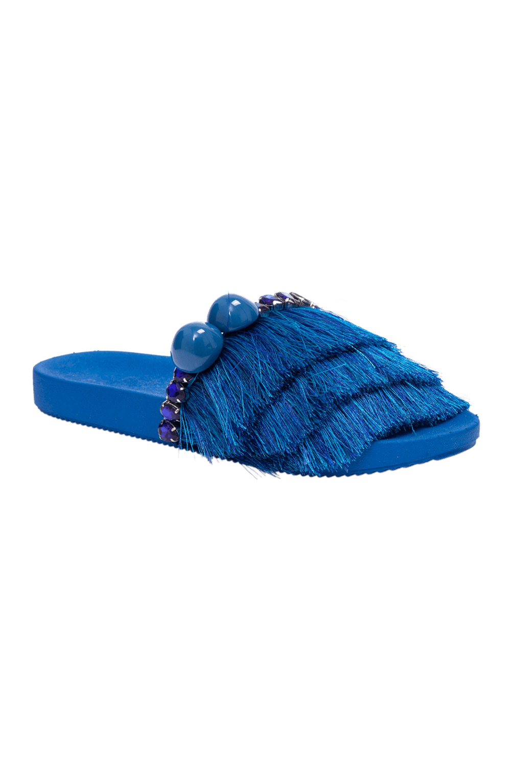 SANDÁLIA FRANJAS BORDADO NATURAL SENSES AZUL