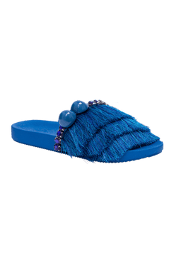 SANDÁLIA FRANJAS BORDADO NATURAL SENSES AZUL