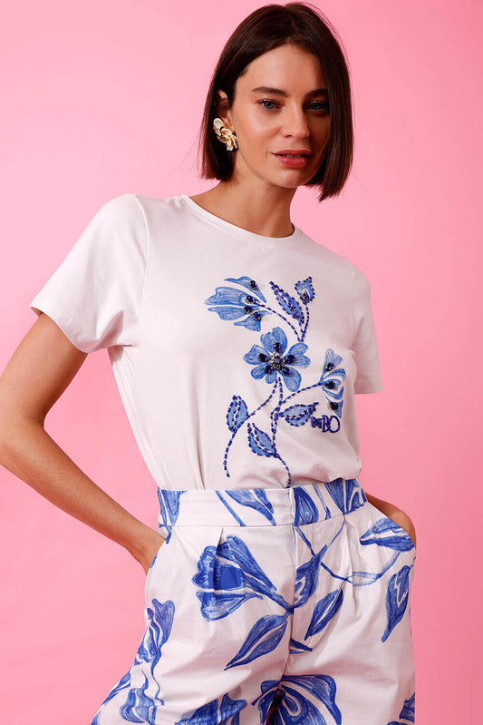 T-SHIRT BORDADA SUZY FLOWER OFF WHITE