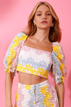 TOP CROPPED DEGRADÊ GUIPIR SUMMER COLORIDO