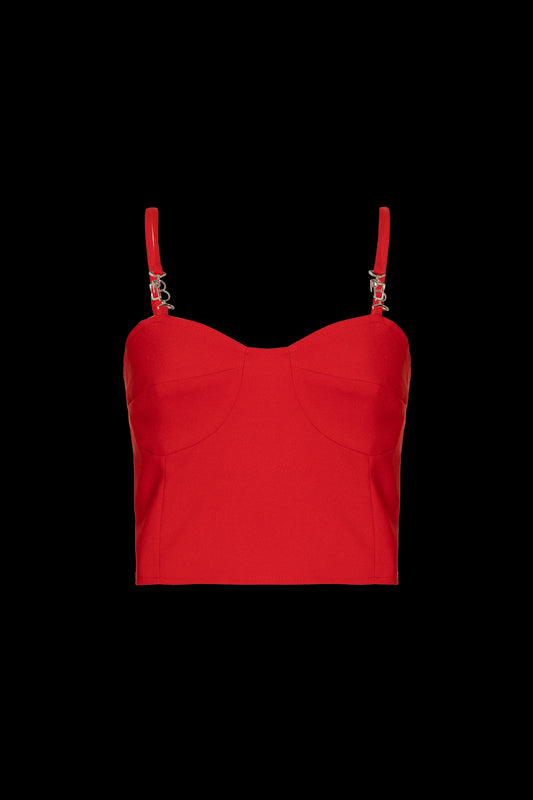 TOP CROPPED CREPE DESIRE VERMELHO