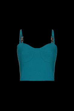 TOP CROPPED CREPE DESIRE VERDE