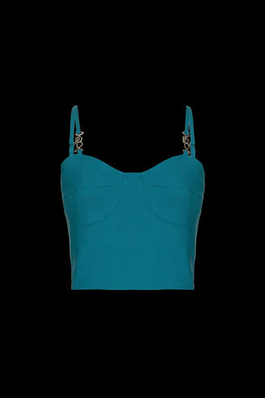 TOP CROPPED CREPE DESIRE VERDE