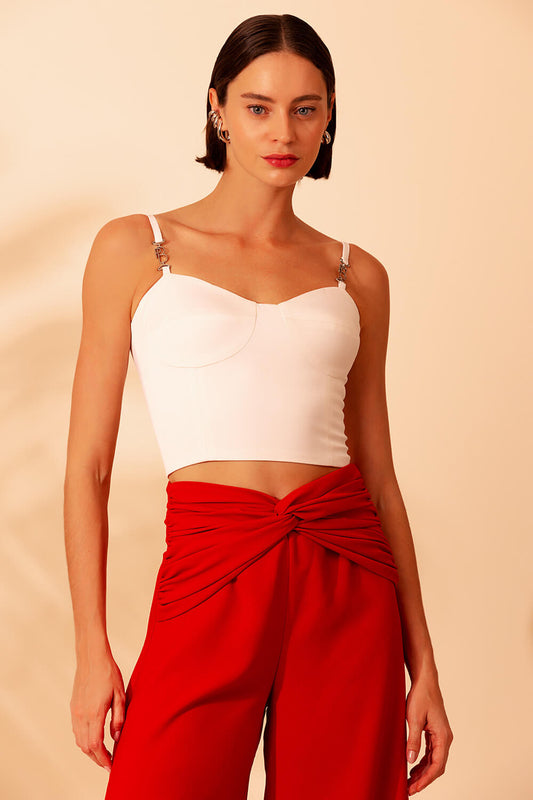 TOP CROPPED CREPE DESIRE OFF WHITE
