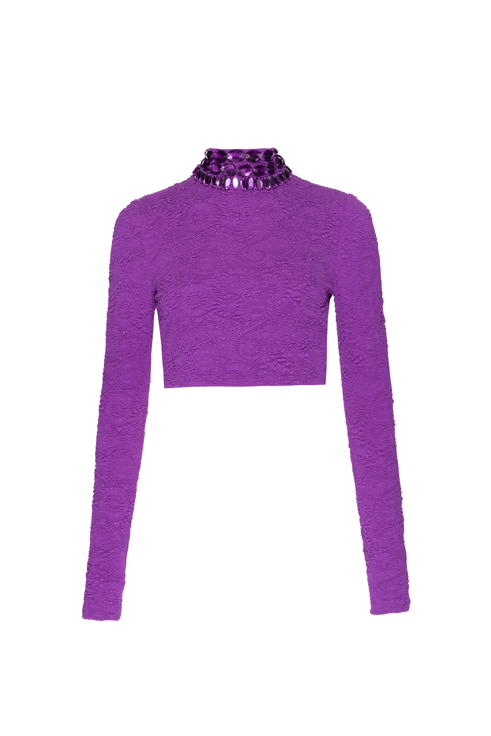 TOP CROPPED GOLA ALTA JACQUARD NOSTALGIC MEMORIES ROXO