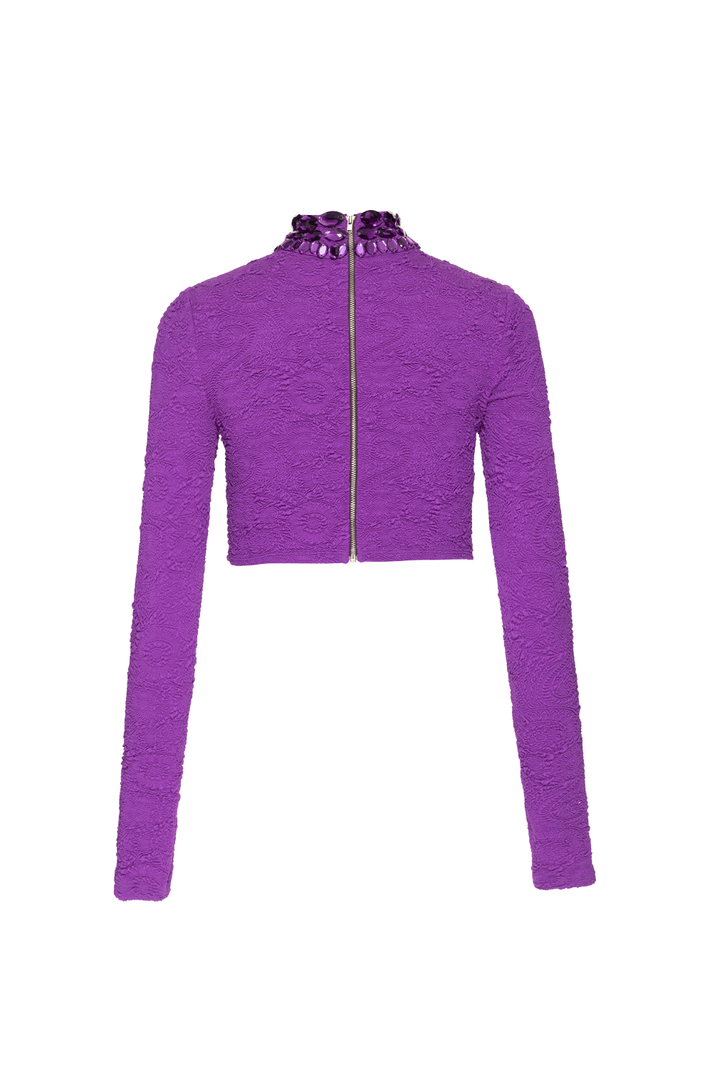 TOP CROPPED GOLA ALTA JACQUARD NOSTALGIC MEMORIES ROXO