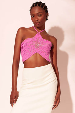 TOP CROPPED STAR DRAPEADO CREPE VICK ROSA