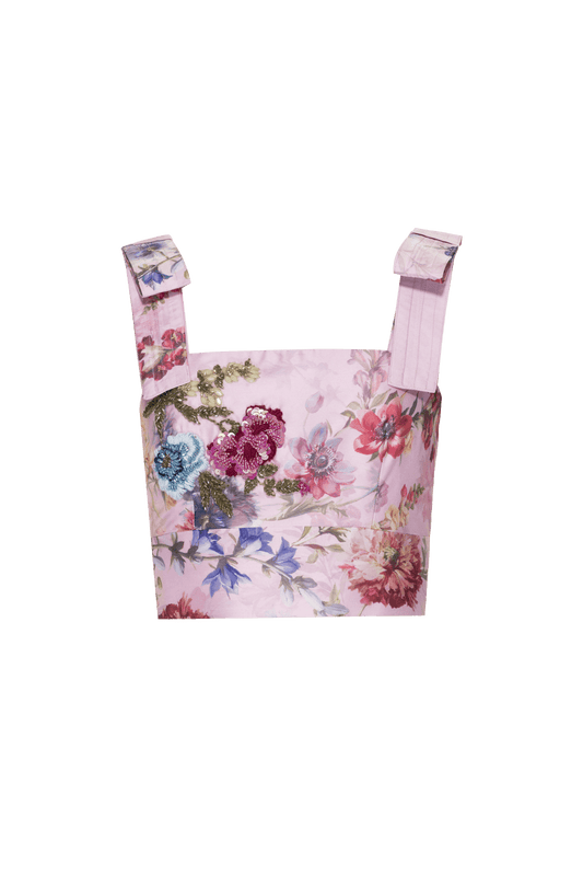 TOP CROPPED CETIM FLORAL MURAKAMI ROSA