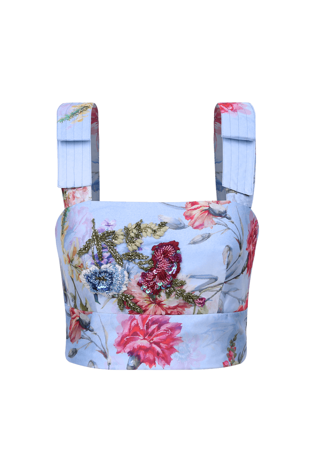 TOP CROPPED CETIM FLORAL MURAKAMI AZUL