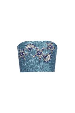 TOP CROPPED BORDADO PAETÊ ACQUA AZUL