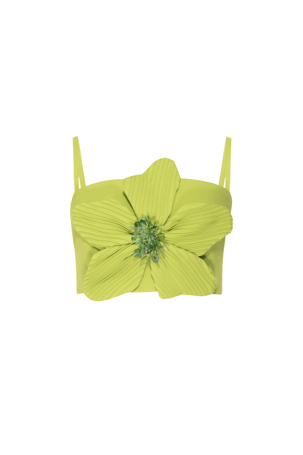 TOP CROPPED FLOWER CREPE JOYFUL VERDE