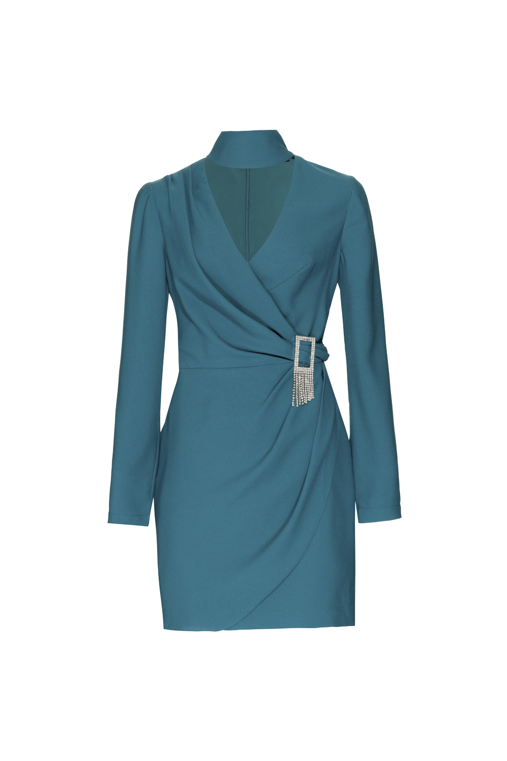 VESTIDO CURTO TRANSPASSADO CREPE DESIRE VERDE