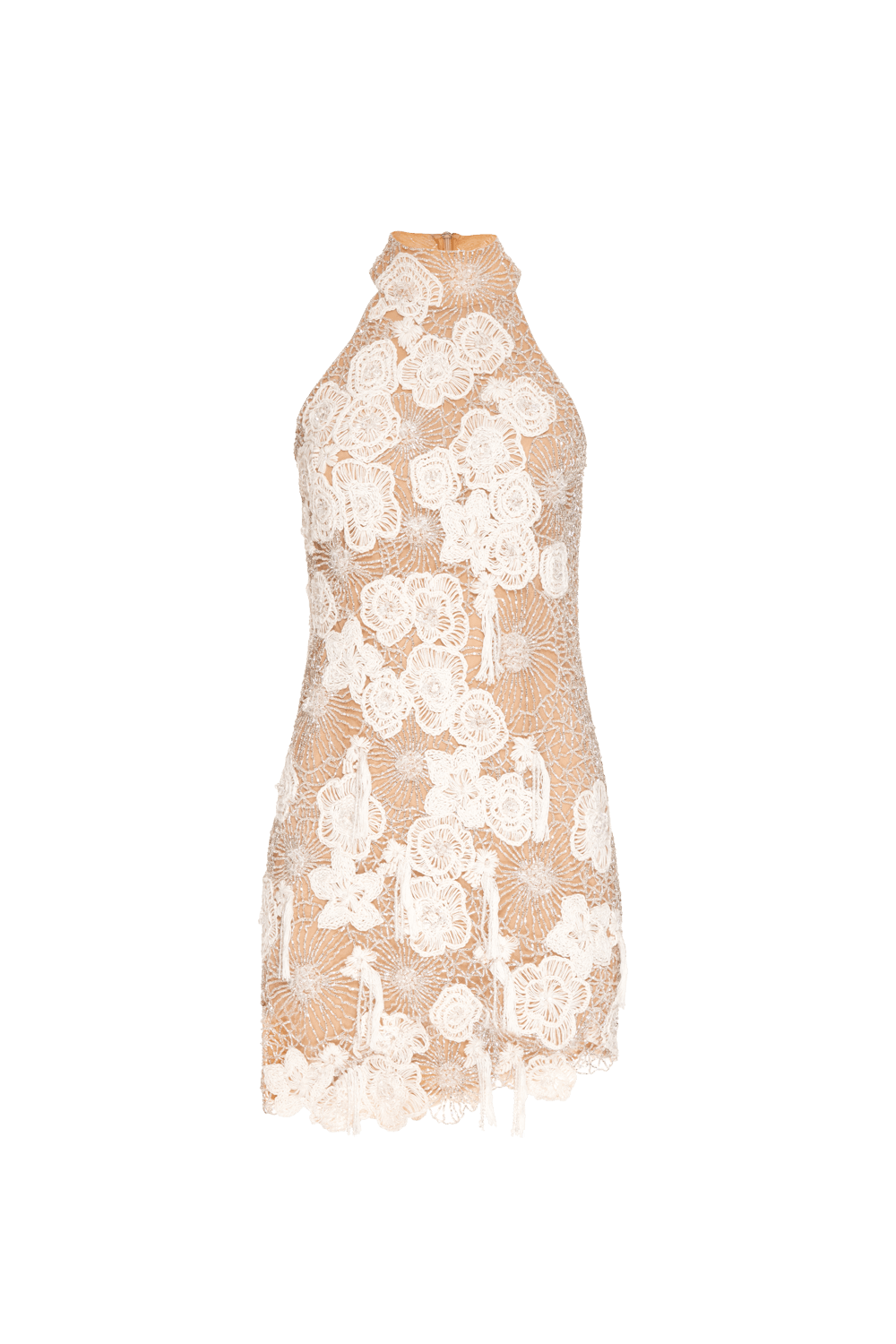 VESTIDO CURTO BORDADO TULE GLAM MOSS OFF WHITE