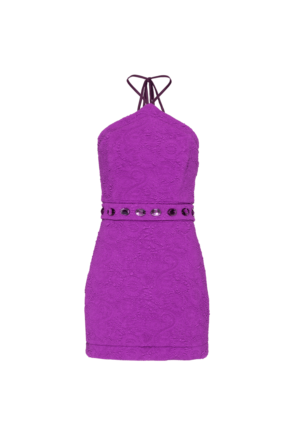 VESTIDO CURTO FRENTE ÚNICA JACQUARD NOSTALGIC MEMORIES ROXO