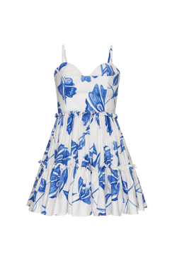 VESTIDO CURTO BABADOS SUZY FLOWER OFF WHITE
