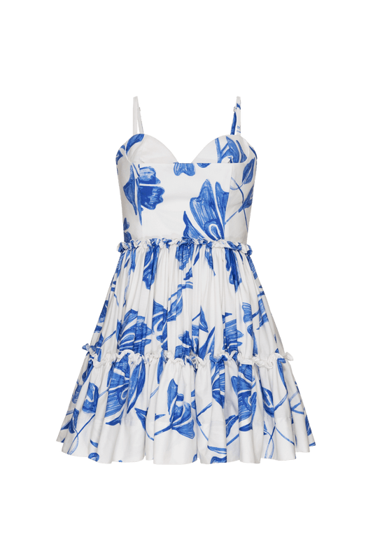 VESTIDO CURTO BABADOS SUZY FLOWER OFF WHITE