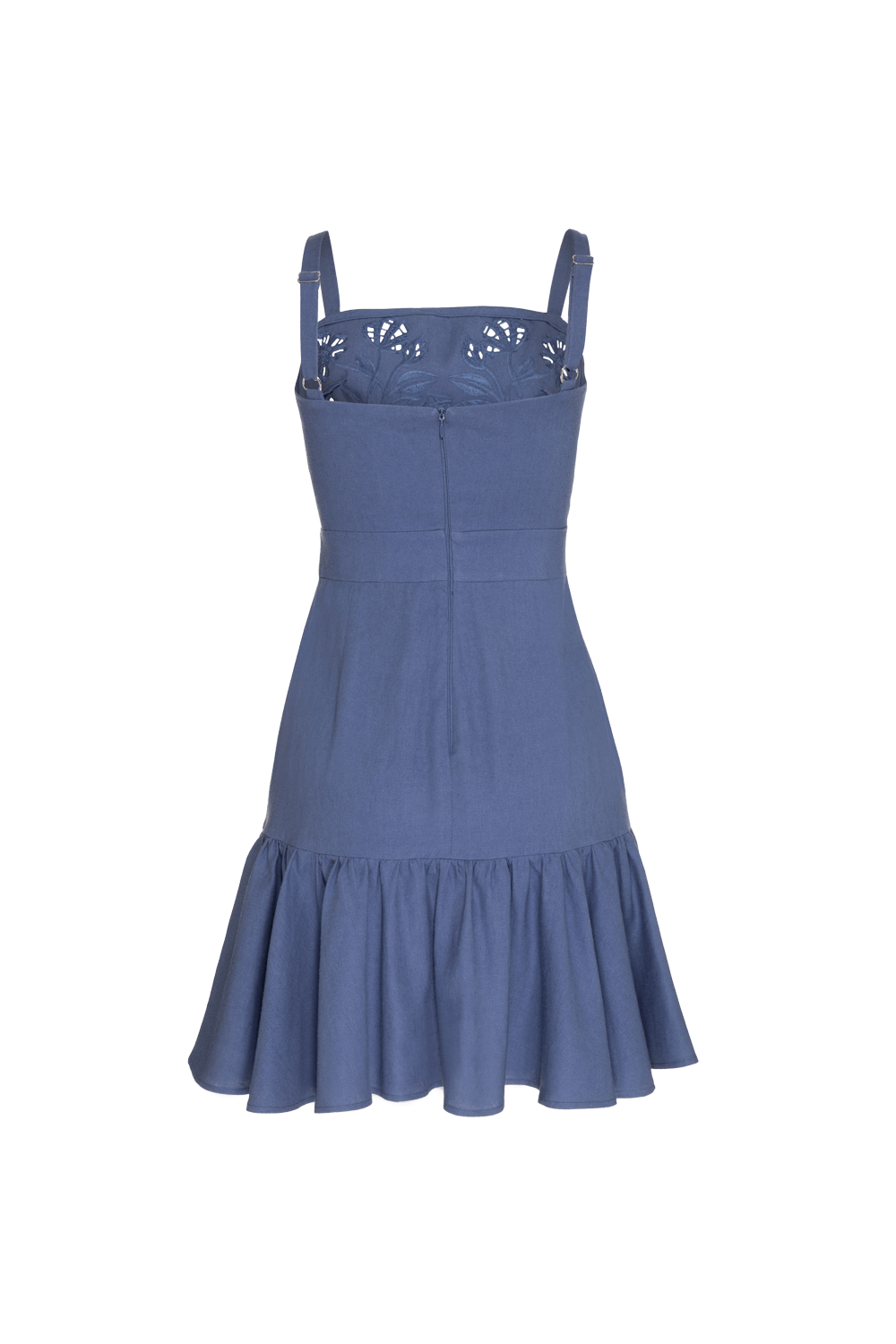 VESTIDO CURTO BABADO LINHO RICHELIEU URBAN MARINHO