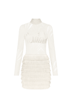 VESTIDO CURTO MANGAS TELA GEMINI SHELL OFF WHITE