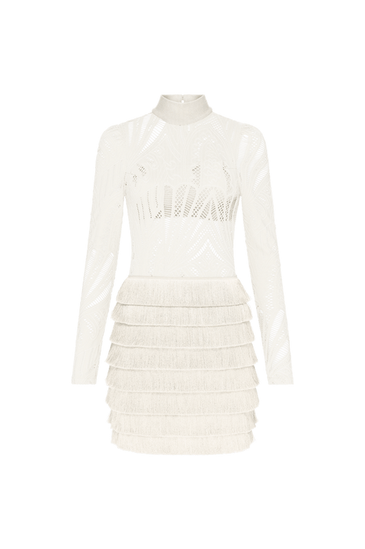 VESTIDO CURTO MANGAS TELA GEMINI SHELL OFF WHITE
