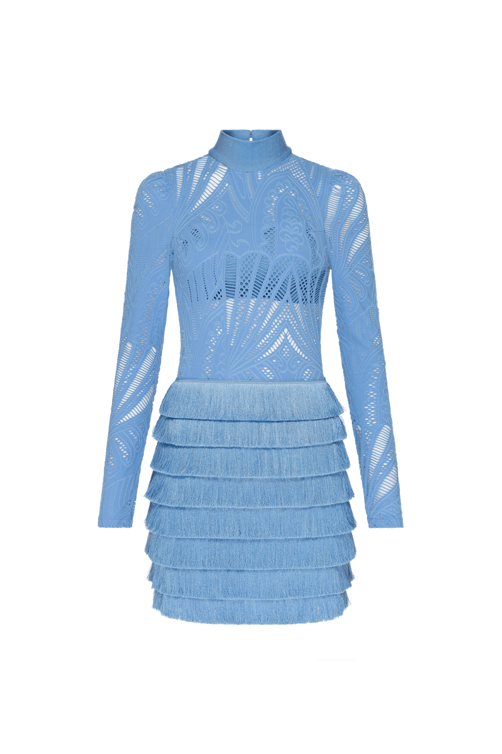 VESTIDO CURTO MANGAS TELA GEMINI SHELL AZUL