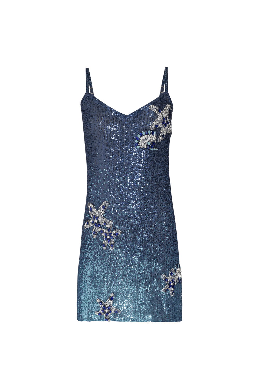 VESTIDO CURTO BORDADO PAETÊ ACQUA AZUL