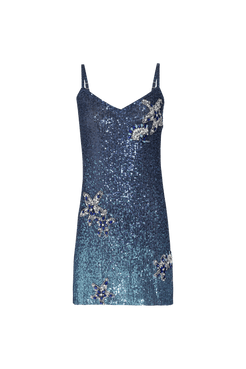 VESTIDO CURTO BORDADO PAETÊ ACQUA AZUL