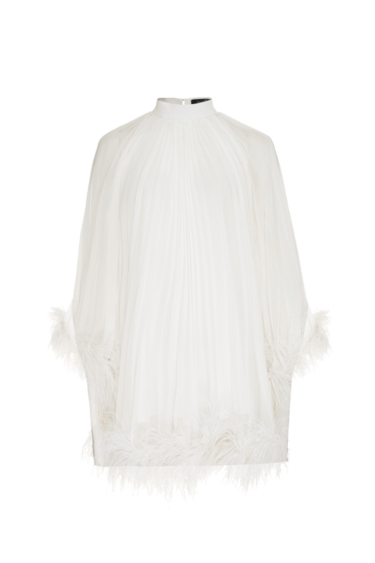 VESTIDO CURTO PLUMAS SILKY SERENITY OFF WHITE