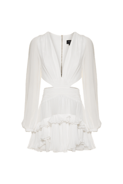 VESTIDO CURTO BABADOS SILKY SERENITY OFF WHITE