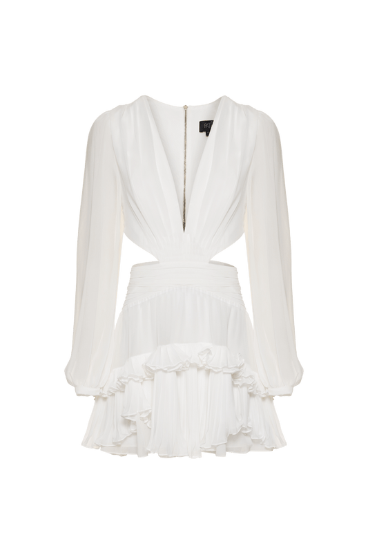 VESTIDO CURTO BABADOS SILKY SERENITY OFF WHITE