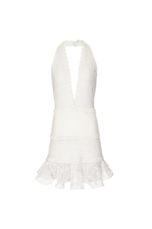 VESTIDO CURTO FRENTE ÚNICA TELA LUREX FLAH OFF WHITE