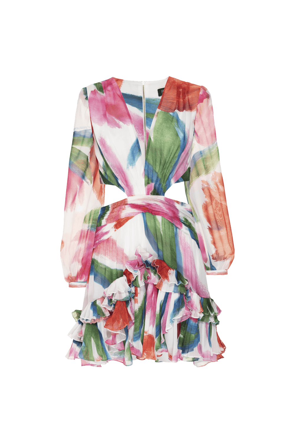 VESTIDO CURTO BABADOS CHIFFON ALEGRETTO OFF WHITE